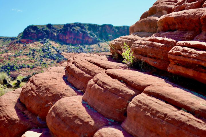 Red Navajo sandstone ledges near St. George, Utah