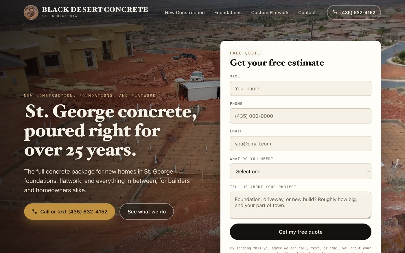 Black Desert Concrete website, St. George Utah